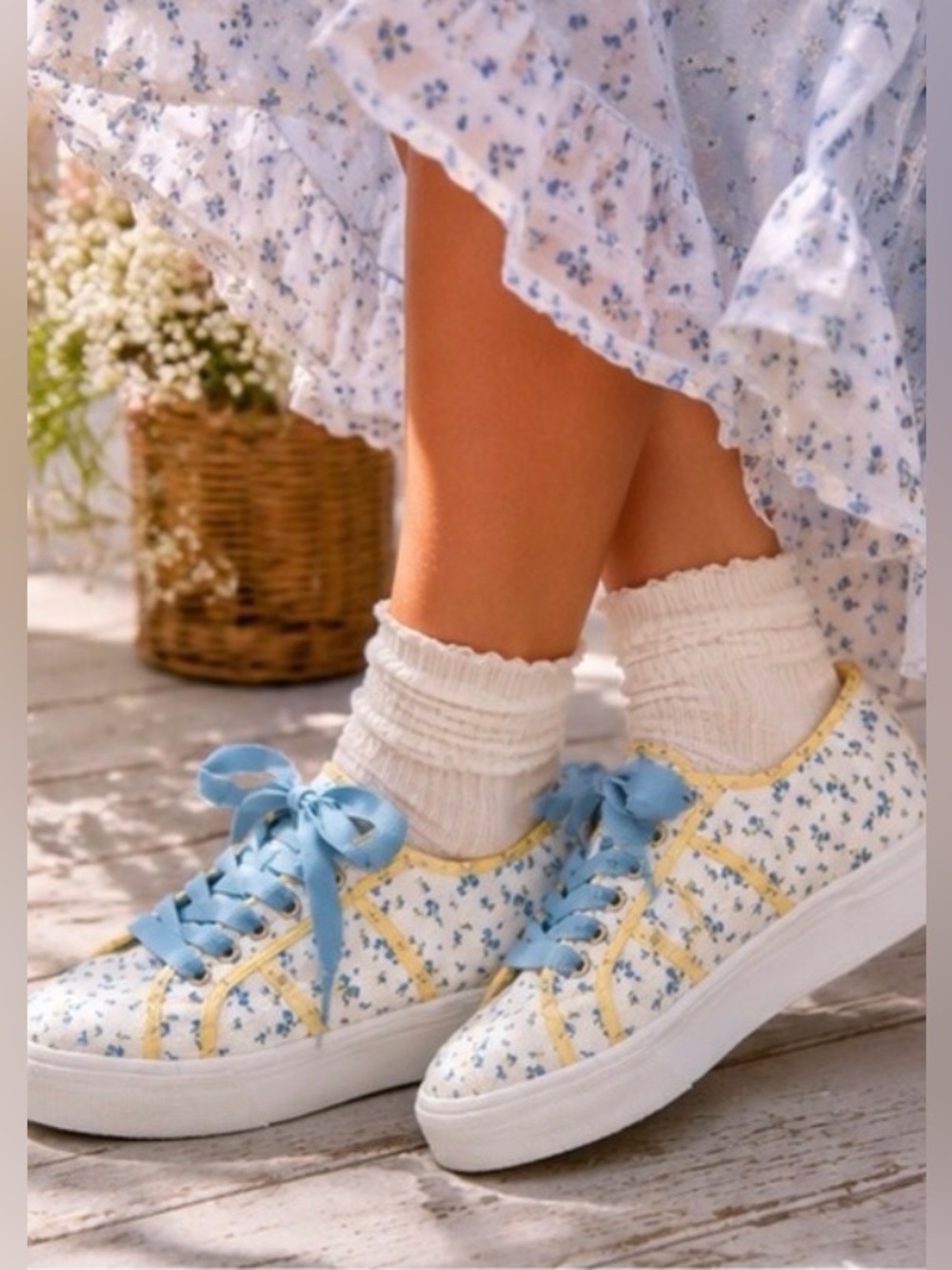 Superga x LoveShackFancy 2790 Platform Sneakers in Bonnet Blue